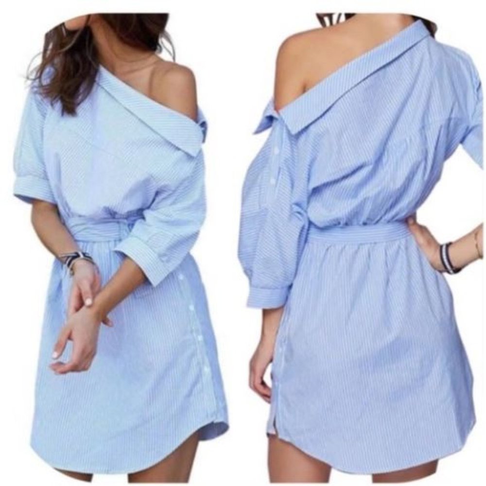 Striped shirt dress.